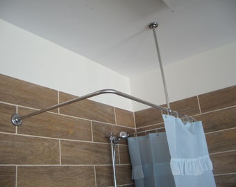 U Shaped Shower Curtain Rod for Bathroom, Fitting and Dressing room for Wall & Ceiling Mounting at Custom Size
