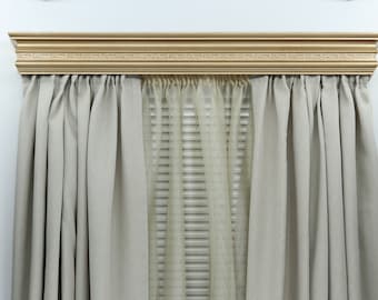Cornisa y riel para ventana doble, cenefa de madera con riel, cornisa rústica, tablero de cornisa, montaje de pared, varios colores metálicos