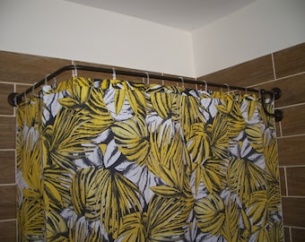 Tringle à rideau de douche d'angle en forme de L pour salle de bain, montage et dressing pour montage mural avec taille personnalisée