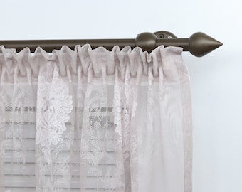 Single Curtain Rail for Window, Plastic Roller-Hooks, Long Wall Brackets and Bell Ends