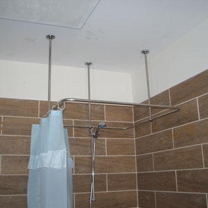 Barra de cortina de ducha en forma de círculo de 360 grados para baño,  montaje y vestidor con soportes de pared -  México