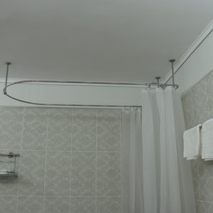 Tringle à rideau de douche semi-ovale et carrée à 360 degrés pour salle de bain, essayage et dressing avec supports de plafond à taille personnalisée image 2