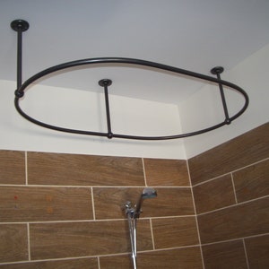 Tringle à rideau de douche ovale à 360 degrés pour salle de bain, essayage et dressing avec supports de plafond à taille personnalisée image 2