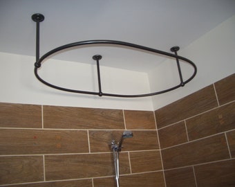 Aquaworld Tringle à rideau de douche ovale traditionnelle – Fixation au plafond avec finition en acier à faible teneur en carbone – Tringle à rideau Aquaworld Tringle à rideau de douche ovale traditionnelle – Fixation au plafond avec finition en acier à faible teneur en carbone – Tringle à rideau