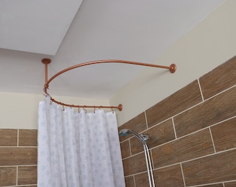 U-vormige ovale douchegordijnstang van 180 graden voor badkamer, paskamer en kleedkamer, geschikt voor wand- en plafondmontage.