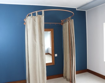 U shaped Standing Oval Fitting and Dressing Room with Clothes Hanger for Wall Montage with 2 Straight Floor Supports- 210 cm(83") High