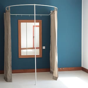 U shaped Standing Oval Fitting and Dressing Room with Clothes Hanger for Wall Montage with 1 Straight Floor Support- 210 cm(83&quot;) High