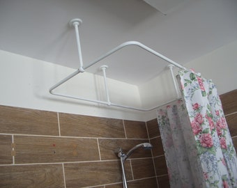 Rectangle Shaped 360 degrees Shower Curtain Rod for Bathroom, Fitting and Dressing room with Ceiling Brackets at Custom Size