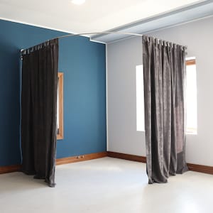 Corner Standing Oval Fitting and Dressing Room for Wall Montage with 2 Straight Floor Support- 210 cm(83&quot;) High