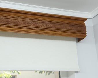 Window Valance, Cornice Board, Pelmet Box- Wooden Mod. 5- Flowers Pattern, Wall Montage and Many Colors Finishes