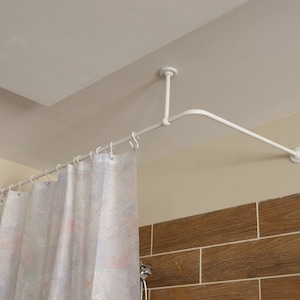 L- Shaped Corner Shower Curtain Rod for Bathroom, Fitting and Dressing room for Wall & Ceiling Montage with Custom Size