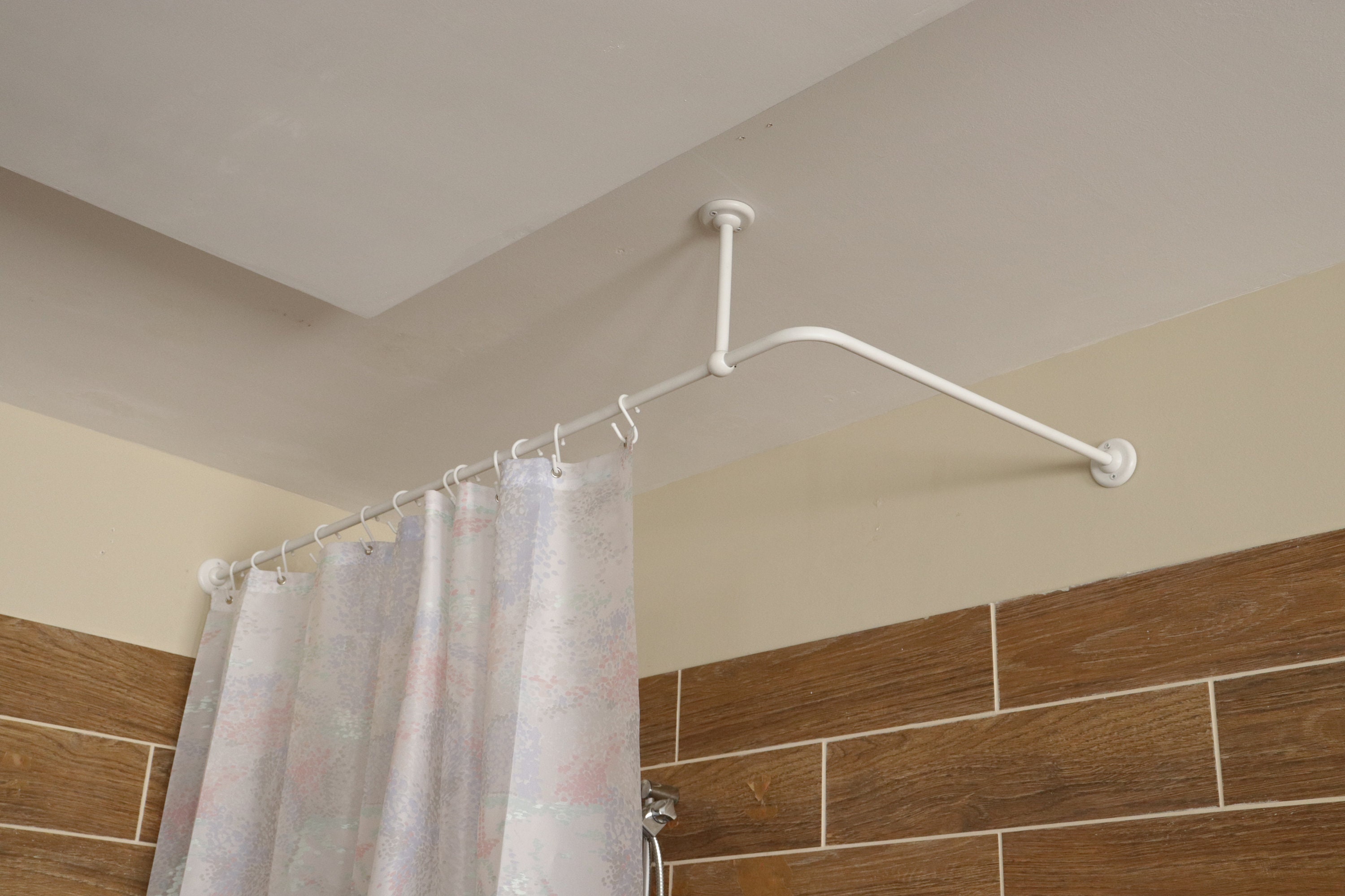 L Shaped Corner Shower Curtain Rod for Bathroom, Fitting and Dressing Room  for Wall & Ceiling Montage With Custom Size 