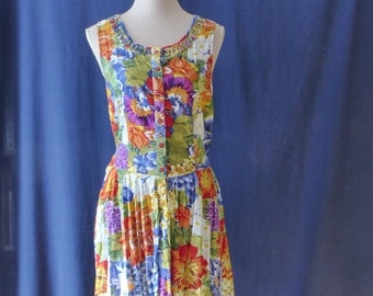 1980s. Backless floral dress.