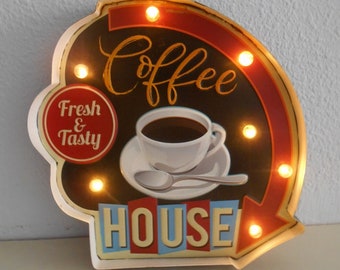 COFFEE HOUSE .Fresh and tasty ." Publicité lumineuse