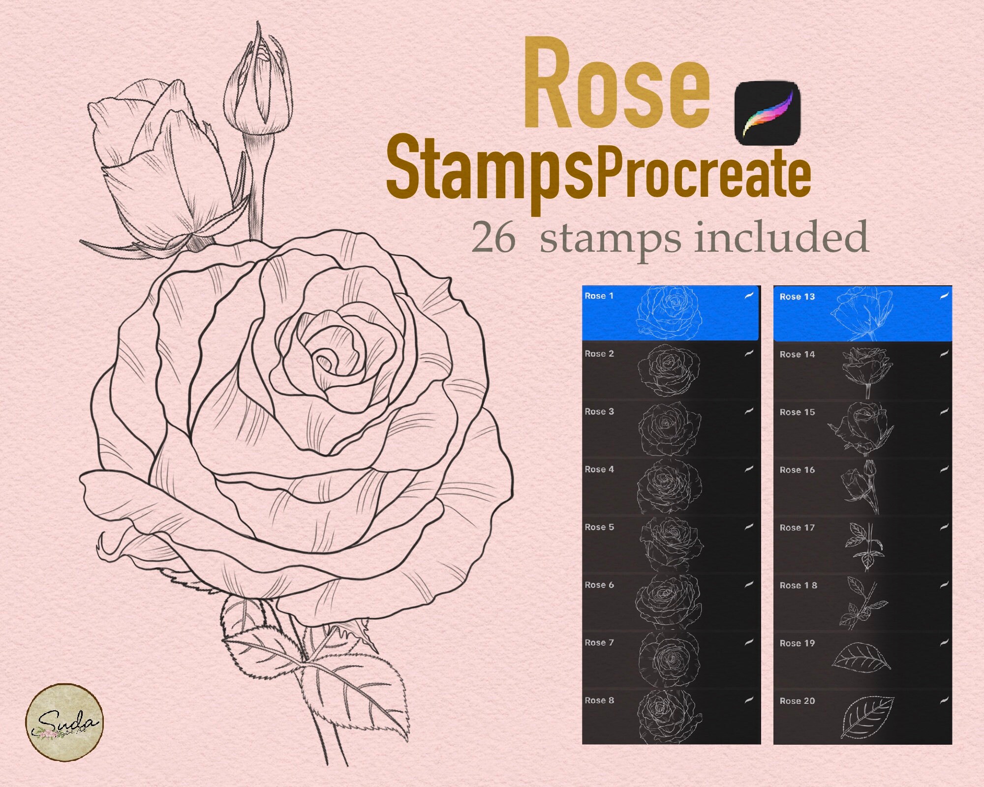 rose stamp brush procreate free