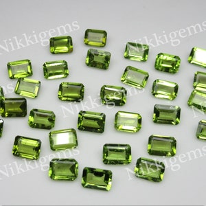 Natural Peridot Gemstone For Jewelry Making Loose Peridot Stone Octagon Shape size 4x6, 5x7, 6x8, mm Semi Precious Gemstone