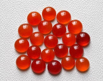 Natural Carnelian Cabochon Round Loose Flat Back 13,14,15 mm Gemstone