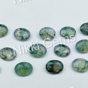 Natural Moss Agate Brillant Cut Oval Gemstone Loose Faceted Gemstone Loose Moss Agate Gemstone Handmade Stone 8x10 mm Oval For Jewelry