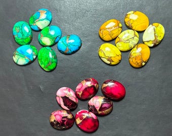Oyster Copper Turquoise Cabochon: Oval Kingman Turquoise, Handmade Gemstone (10x14 mm)