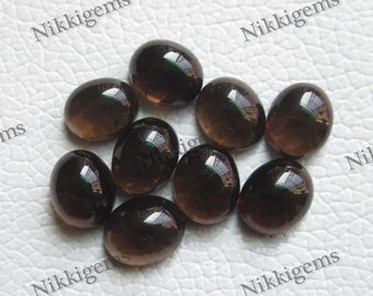 Cabujón ovalado de cuarzo ahumado natural para la fabricación de joyas (5x7-13 x 18 mm)
