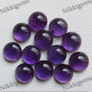 Natural Amethyst Gemstone Round Shape Calibrated Flat Back Cabochons Size 4 to 14 mm Handmade Gemstone For Jeewelry Making