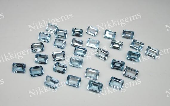 AAA Blue Topaz Gemstone: Octagon Cut, Faceted, Loose (4x6, 5x7, 6x8 mm)