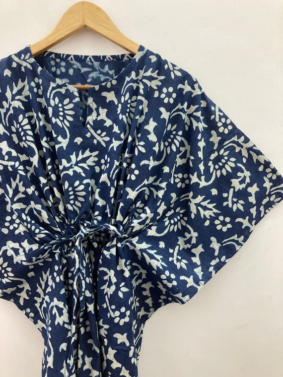 Long Floral Indigo Blue Summer Block Printed 100% Soft Cotton - Etsy