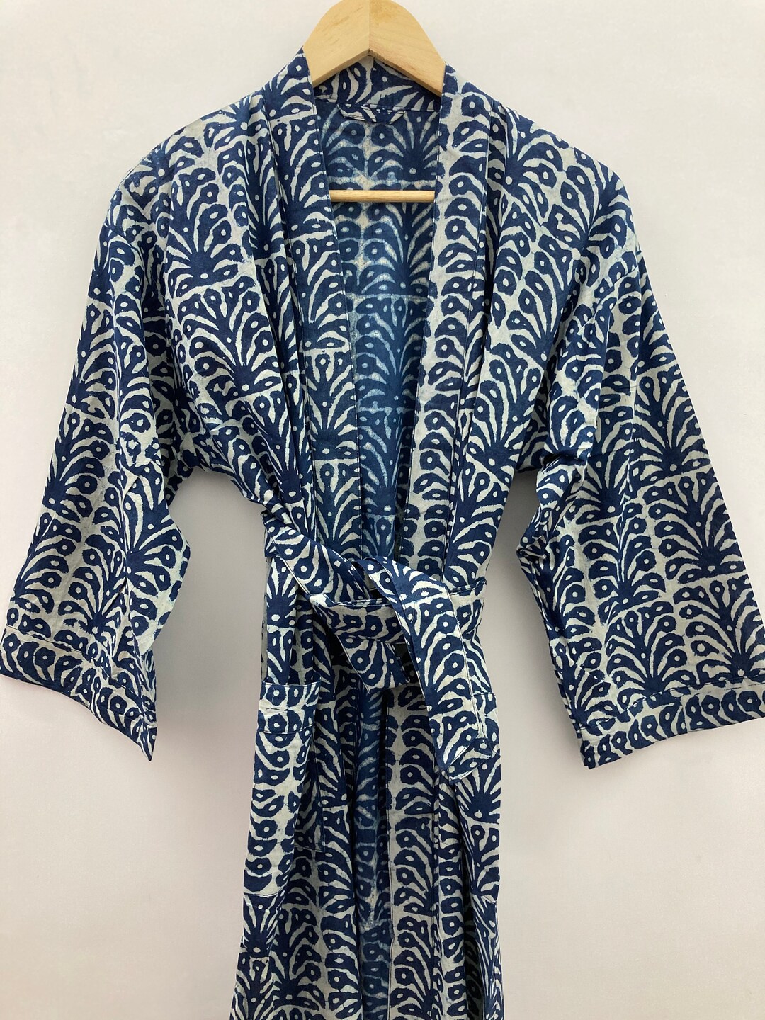 Floral Indigo Blue and White Natural Dye Kimono Dress - Etsy