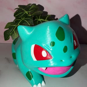 Vaso de plantas para suculentas em formato de Bulbasaur, Pokémon, impresso em 3D e pintado à mão (WYSIWYG - o que você vê é o que você recebe).