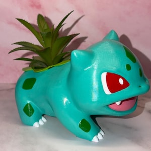 Bulbasaur Pokémon bloempot voor vetplanten, 3D-geprint en handgeschilderd (WYSIWYG).