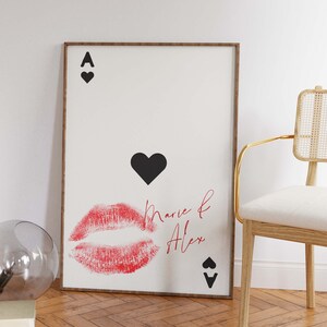 Digital Download | Ace of Heart | Kiss | Personalized name print | Personalized initial | Couple
