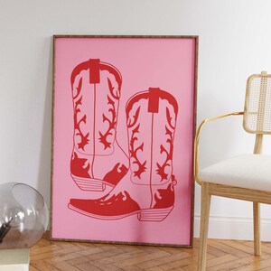 Digital Download | Cowboy Boots in Pink | Trendy Retro Art Print