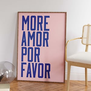 Digital Download | More Amor Por Favor | Trendy Retro Art Print, Amor
