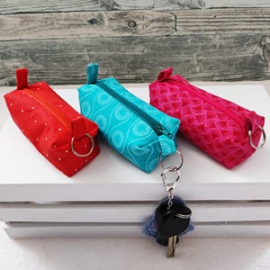 Schlüsseltasche mit Reißverschluss und Schlüsselring, Portemonnaie, Schlüsseletui, Schlüsselanhänger, mini Box Bag