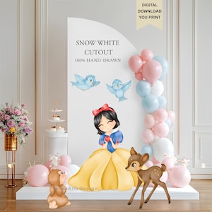 Snow White and cute animals CutOut, Bambi, bunny, princess snow white clipart, snow white birthday party decoration theme, illustration, PNG