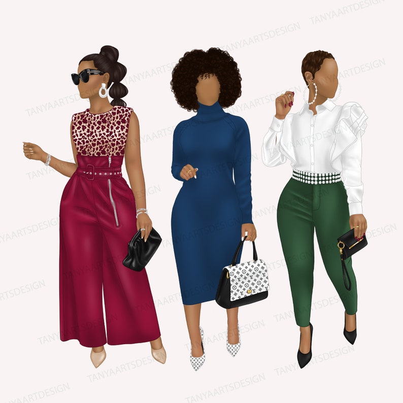 African American Girl Clipart Curvy Girls Clipart Black | Etsy