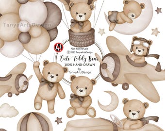 Imágenes prediseñadas de ositos de peluche en acuarela, imágenes prediseñadas de ositos de peluche en acuarela para baby shower, imágenes prediseñadas de ositos de peluche estilo boho, ositos de peluche vintage, imágenes prediseñadas de ositos de peluche lindos, osito pequeño