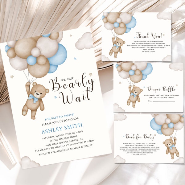 Teddy Bear Baby Shower Invitations Etsy