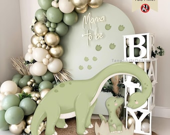 Big Dinosaur in Egg Cutout, Jurassic Dino Baby Shower and birthday party decoration, backdrop, baby dino and mother dinosaur, wild one