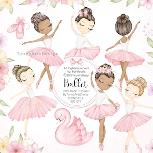 Ballerina Clipart, Cute ballet clipart watercolour pink ballerina swan tutu girls ballerina planner stickers illustration instant download
