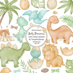 Watercolor dinosaurs clipart, cute dinosaurs clipart PNG, baby dinosaurs watercolor clipart, Boho dinosaurs illustration, digital download