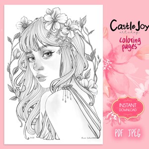 Vera | Grayscale Coloring Page | Instant Download | Printable Coloring Pages For Adults | JPEG PDF | Women