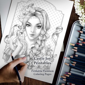 Grayscale Adults Coloring Page- Ribbons- Dark and Light Instant Download Printable Coloring Pages For Adults in JPEGs PDFs Women