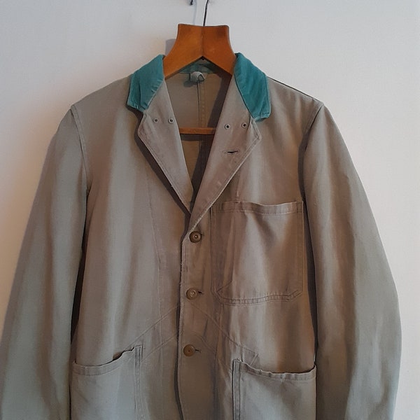 1950s British drivers chore jacket 50s two tone cotton bus driver workwear chore work sack jacket 38" chest measured