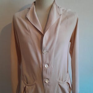 Vintage 1930s gents British linen jacket -  pale pink sack coat  - workwear - As Is