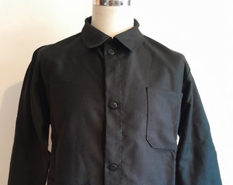 Vintage French Black Moleskin Chore Jacket Work Workwear Vintage French Black Moleskin Chore Jacket Work Workwear