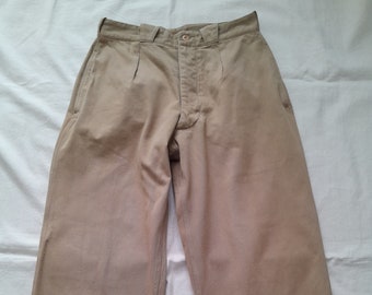 Pantalon de travail vintage français chino M-52, armée de l'époque algérienne des années 1950 et 1950, pantalon de travail kaki 30,5 W 28,5 L