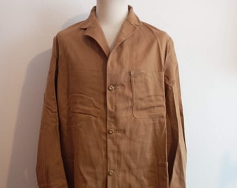 Deadstock vintage British chore coat duster workwear tan cotton atelier shop overalls jacket