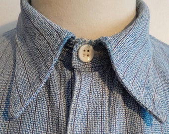 Vintage 1950s Lightweight Nylon Seersucker Sport Shirt Size M Loop Collar /  Flap Pockets - Etsy