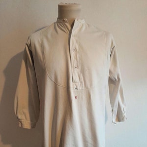 Vintage 1940s henley shirt WW2 German cream cotton Maco jersey 40s underwear sweatshirt